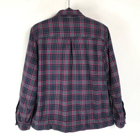 L.L. Bean Fleece-Lined Flannel Shirt Women's Large Plaid Button Up Shacket Chore - Picture 6 of 10